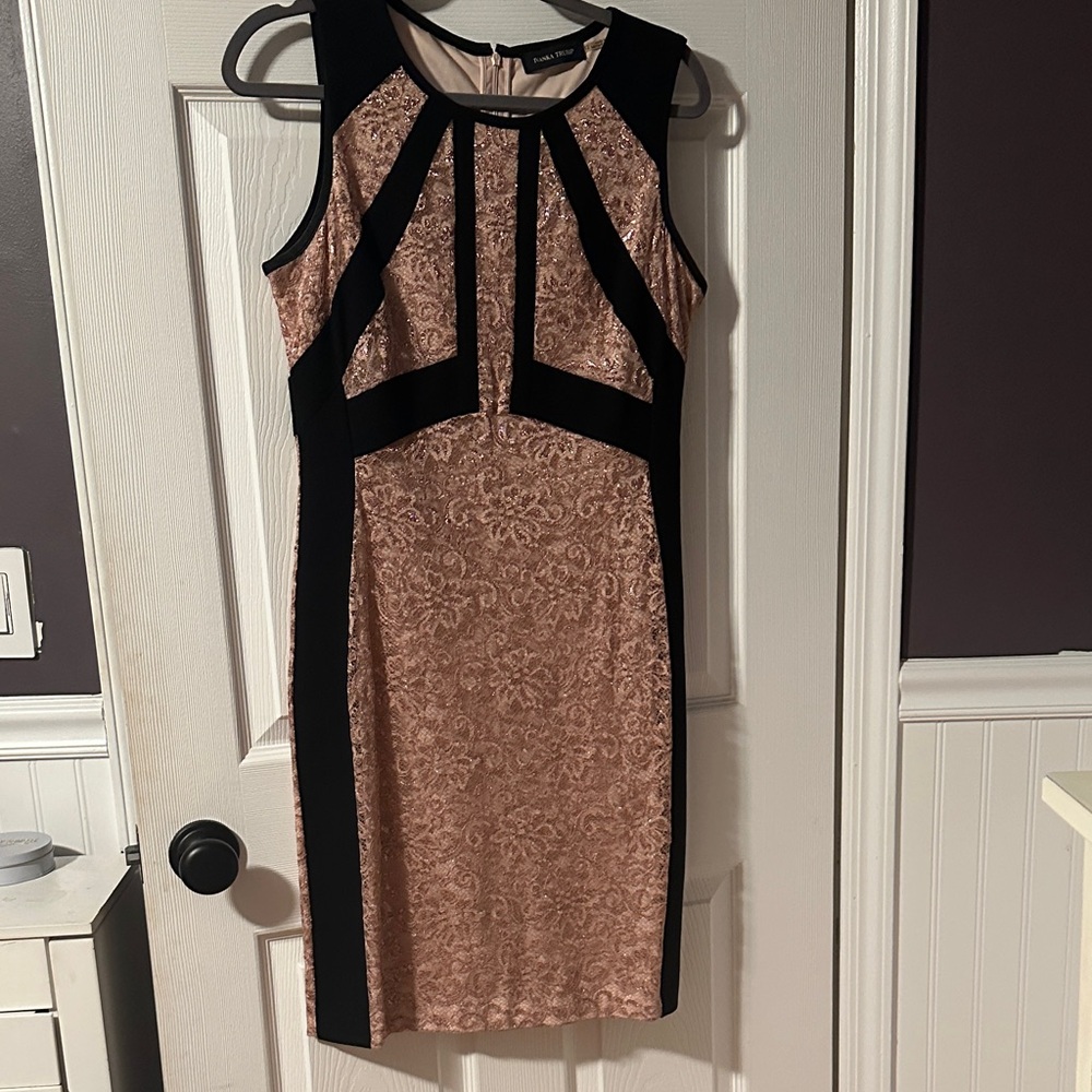 Ivanka Trump Black and Pink Midi Dress